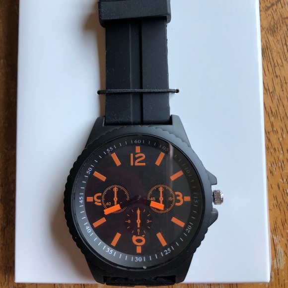 Other - NIB Black Watch with Orange Numbers 3 Dials